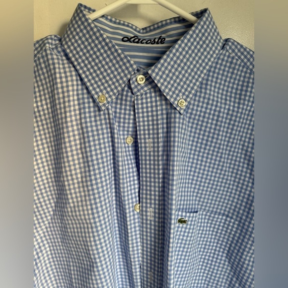 LACOSTE blue and white collared long sleeve button up dress shirt (EU 41) - Picture 3 of 5